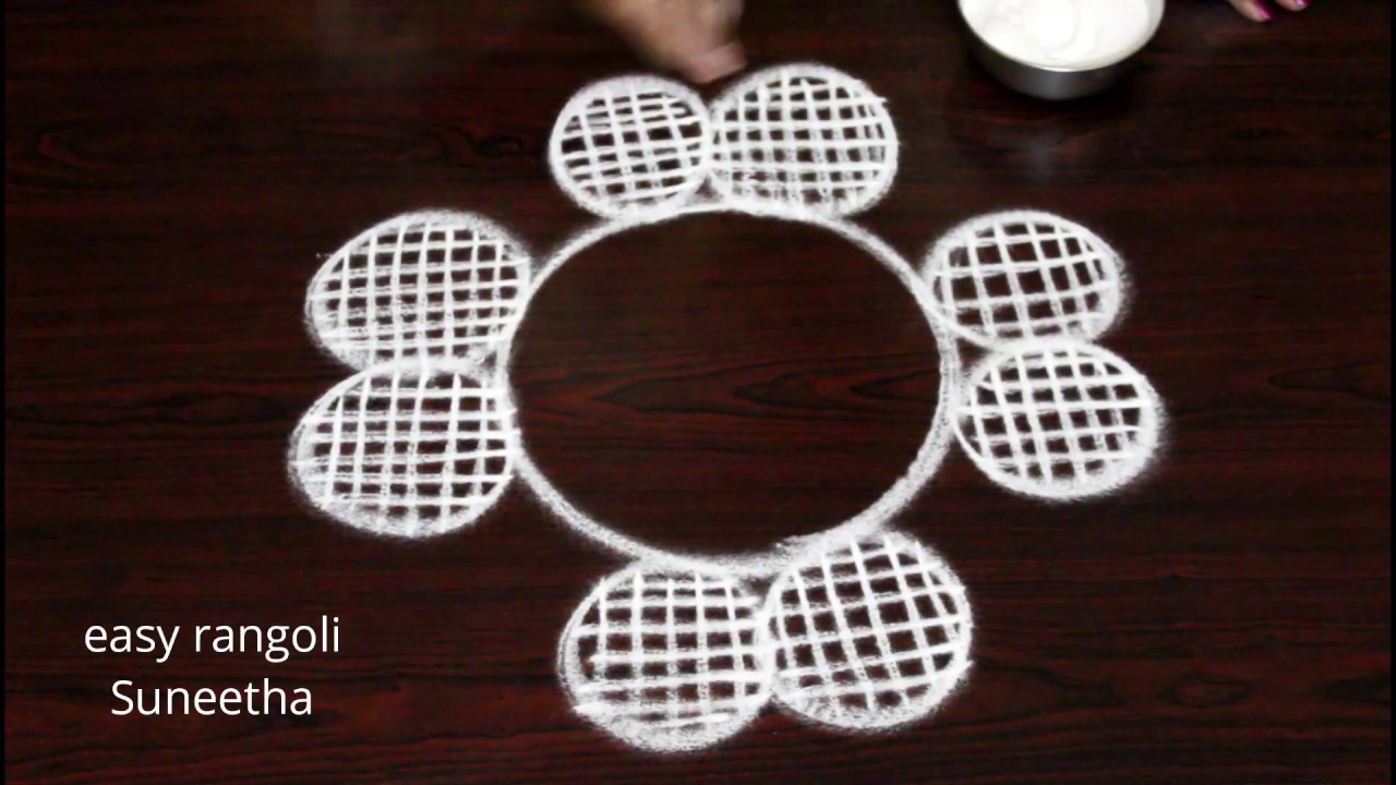 simple & smart flower kolam design   easy rangoli    new muggulu
