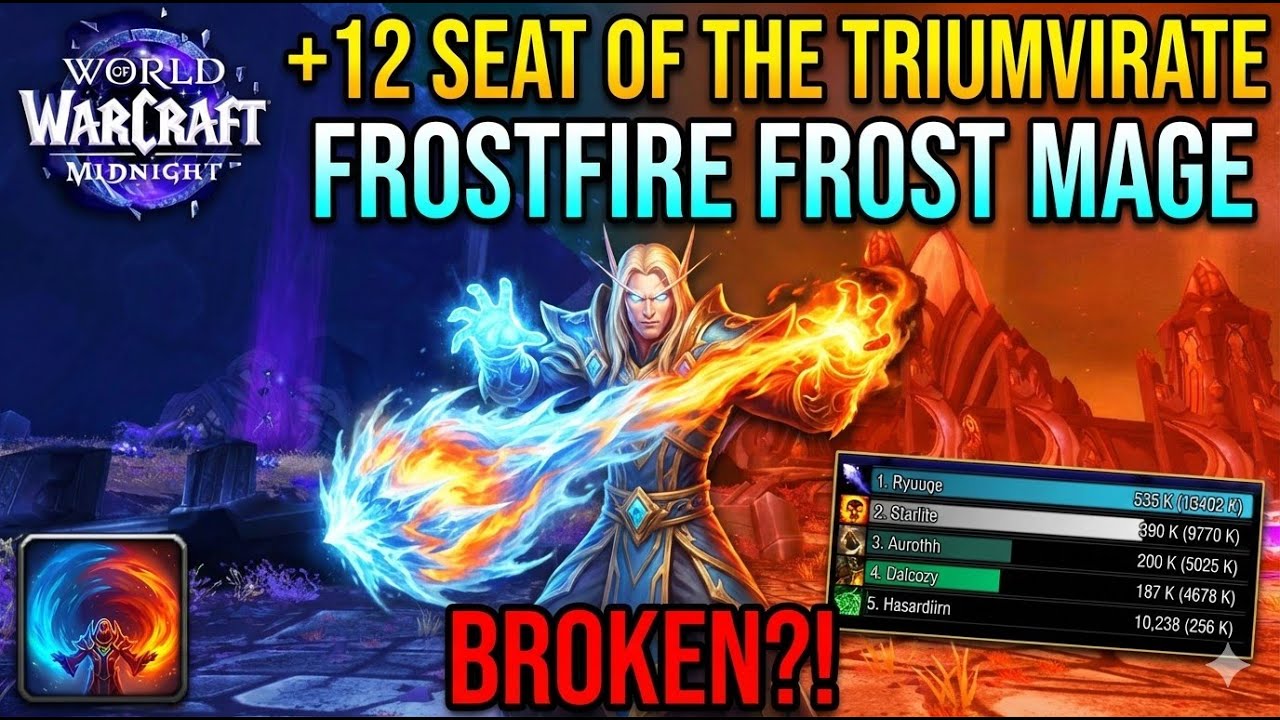 ROTAÇÃO MAIS FÁCIL DO WOW? +12 Seat of the Triumvirate | Frostfire Frost Mage [Midnight Beta]