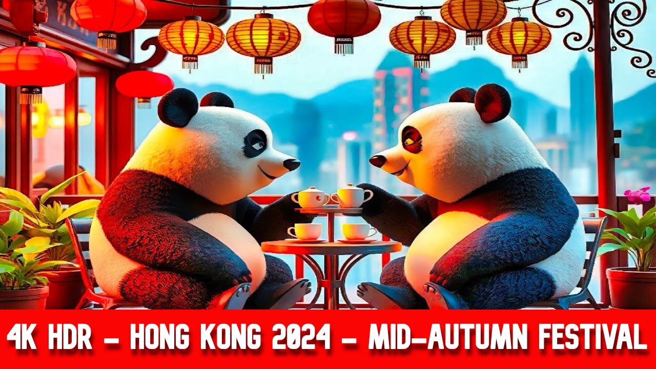 4K HDR - Hong Kong 2024 Mid-Autumn 2024 Festival in Victoria Park, Full Moon - Jazz / Lofi Music