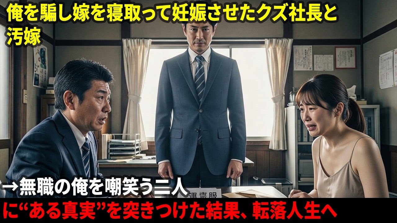 俺を騙し嫁を寝取って妊娠させたクズ社長と汚嫁→無職の俺を嘲笑う二人に“ある真実”を突きつけた結果、転落人生へ