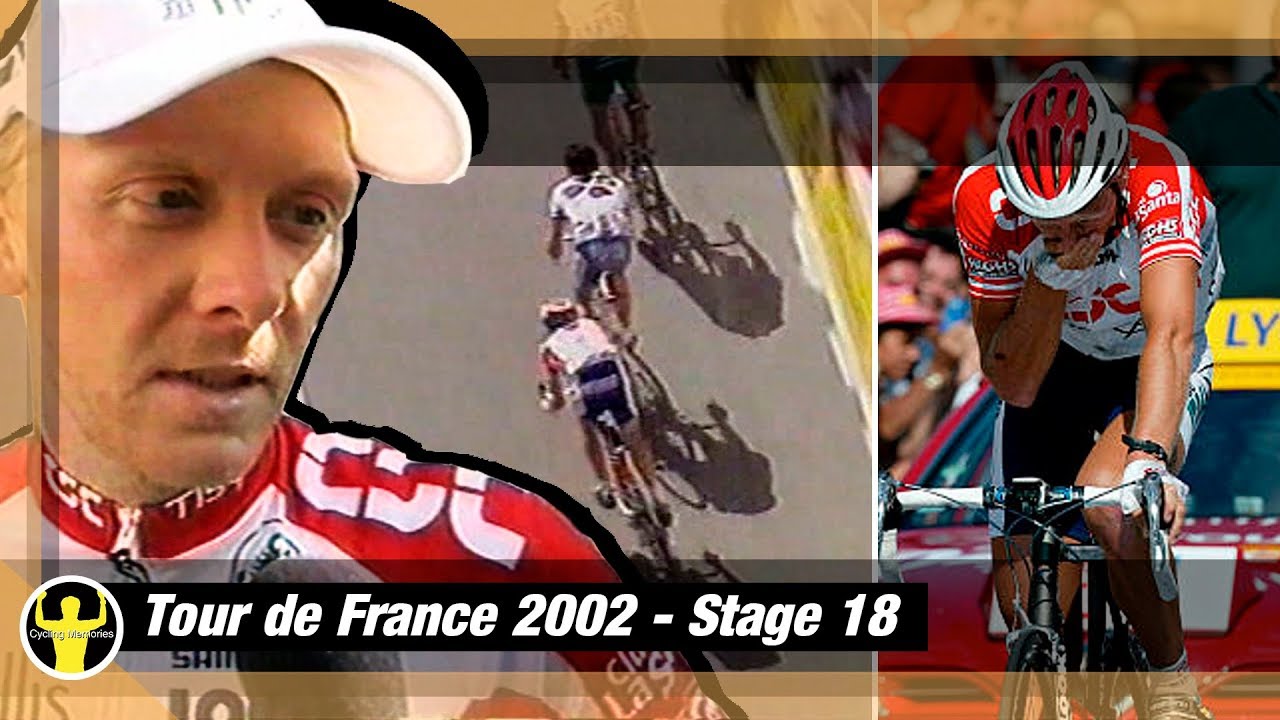 Tour de France 2002-  stage 18 - Jakob Piil clips out of pedal, in final sprint