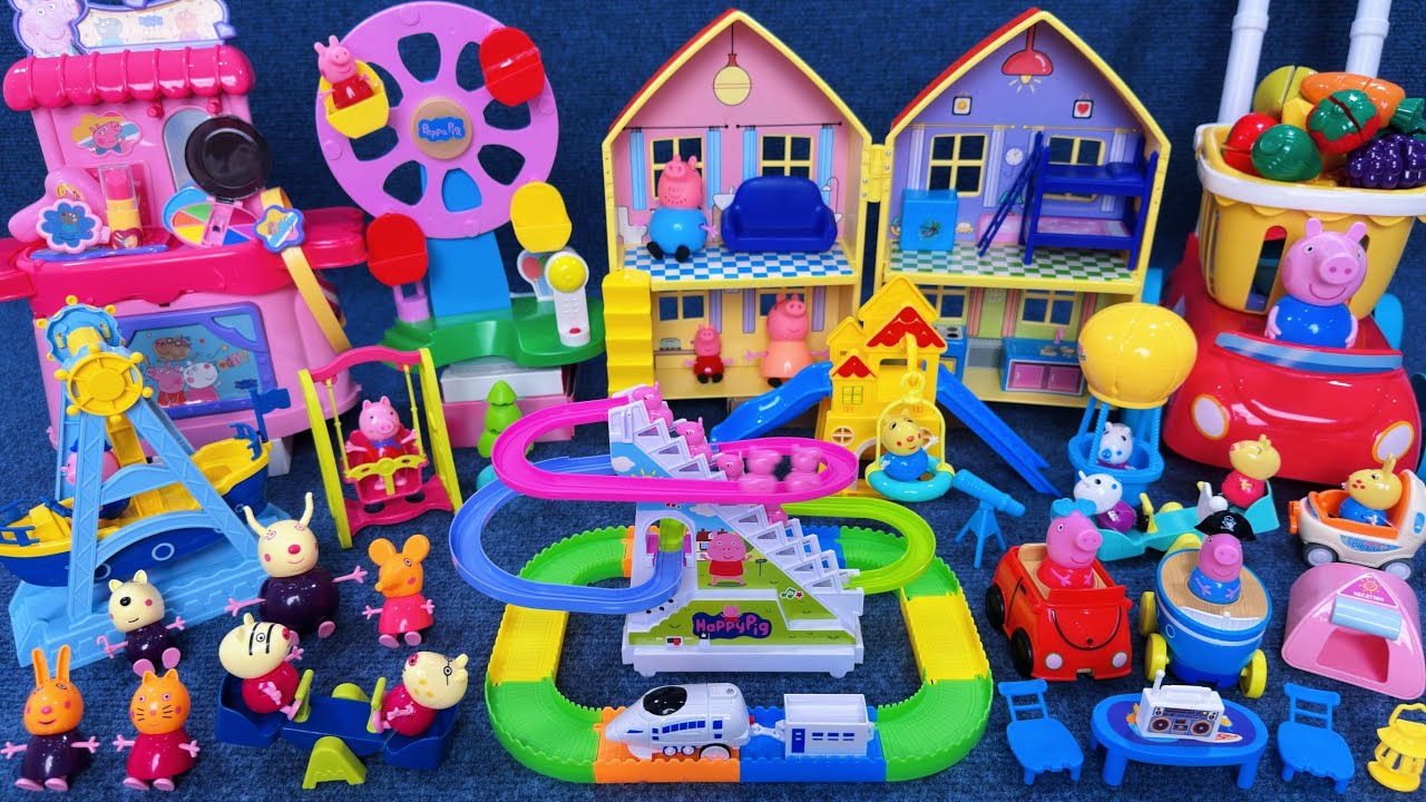 12 Minutes Satisfying with Unboxing Peppa Pig Villa and Slide Track Car Playset ASMR | Review Toys