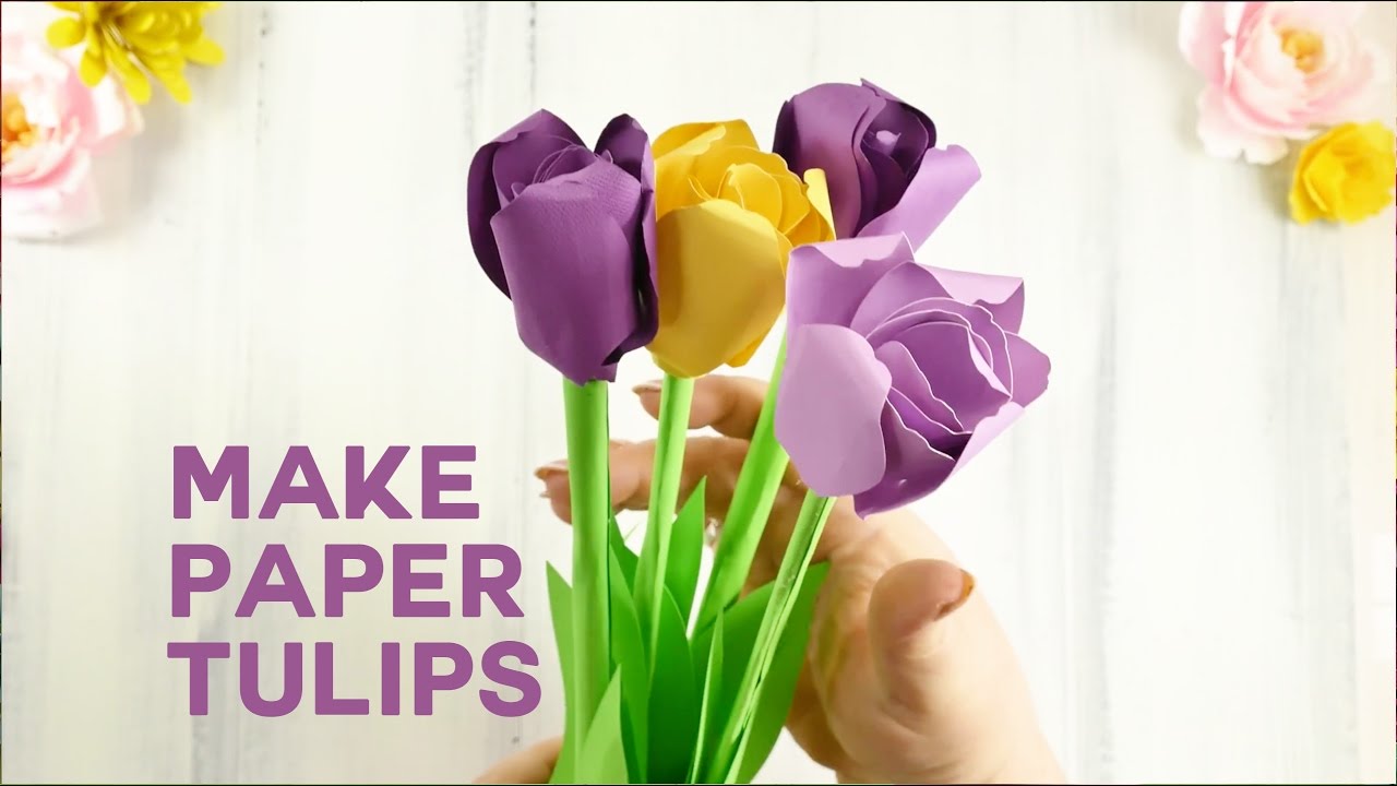 Pretty Paper Tulip Flower Tutorial (Rolled Flowers)