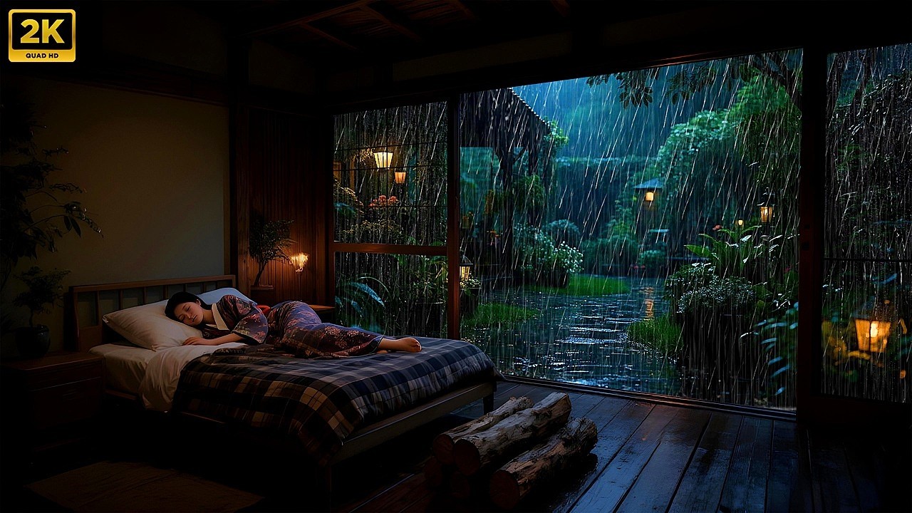 Soft Rain Sounds in a Warm Forest Cabin Bedroom | Insomnia Relief, No Music 😴