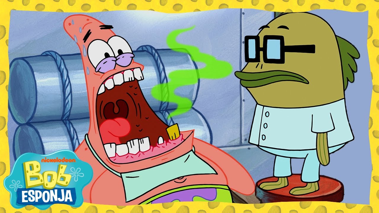 Bob Esponja | O Patrick tem MUITO medo do dentista! | Bob Esponja em Português