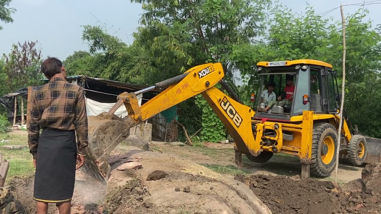 JCB Backhoe Loader Working For New Bridge Construction - JCB Dozer Working Video
