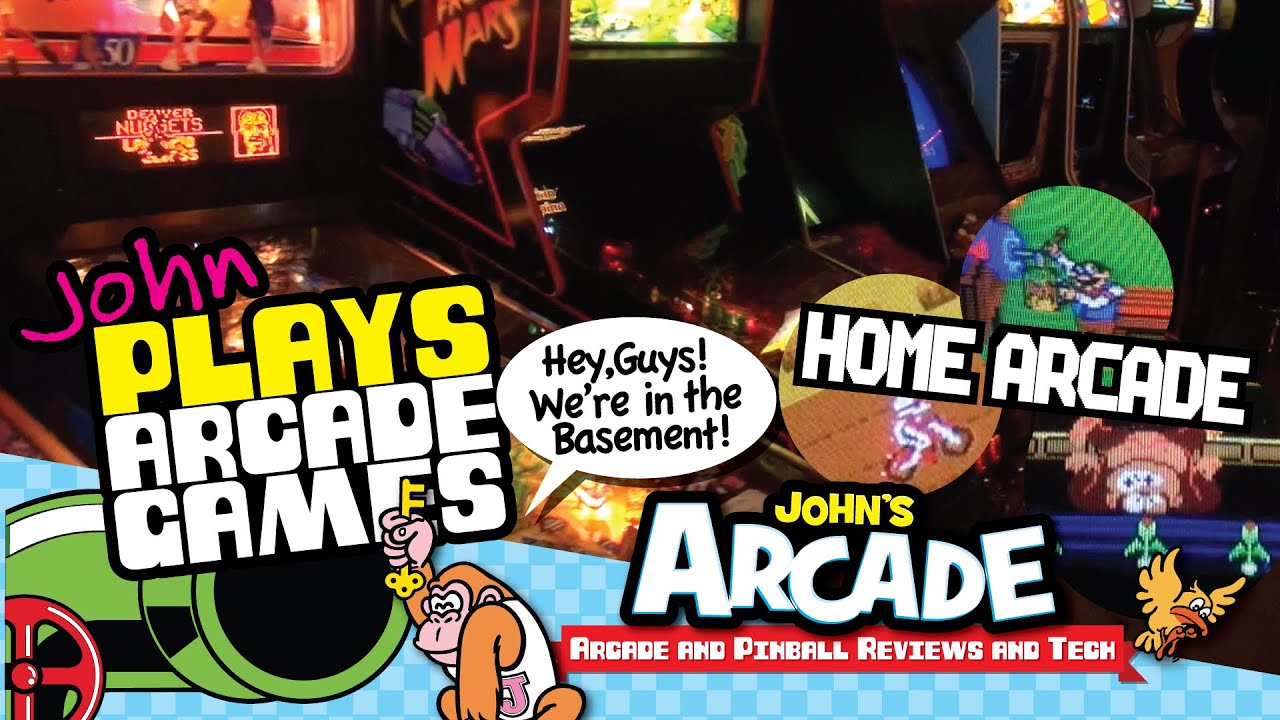 John plays games in his home arcade - ExciteBike, Ice Climber, Tempest, Tron, Mad Planets, Tapper