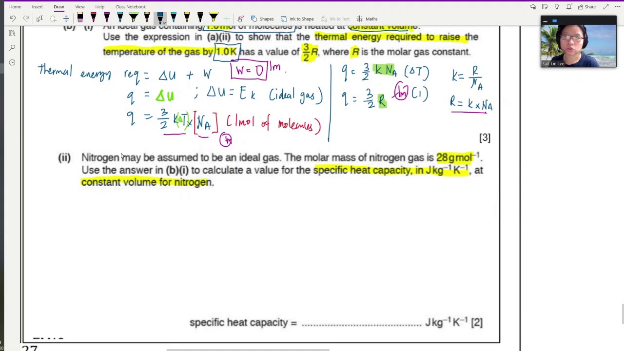 15.2d Ex4 MJ17 P42 Q2 Specific Heat Capacity for Gas | A2 Ideal Gas | Cambridge A Level 9702 Physics