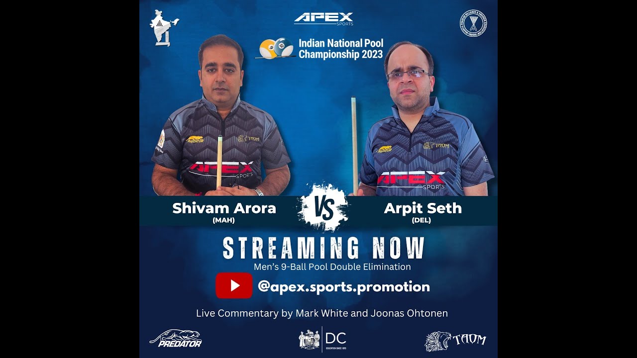 Shivam Arora vs Arpit Seth 9 Ball Men Indian National Pool Championship