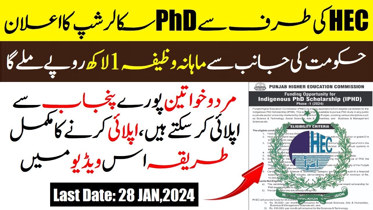 Punjab HEC Indigenous PhD Scholarship 2024 | How To Apply For Scholarship | By Education Updates