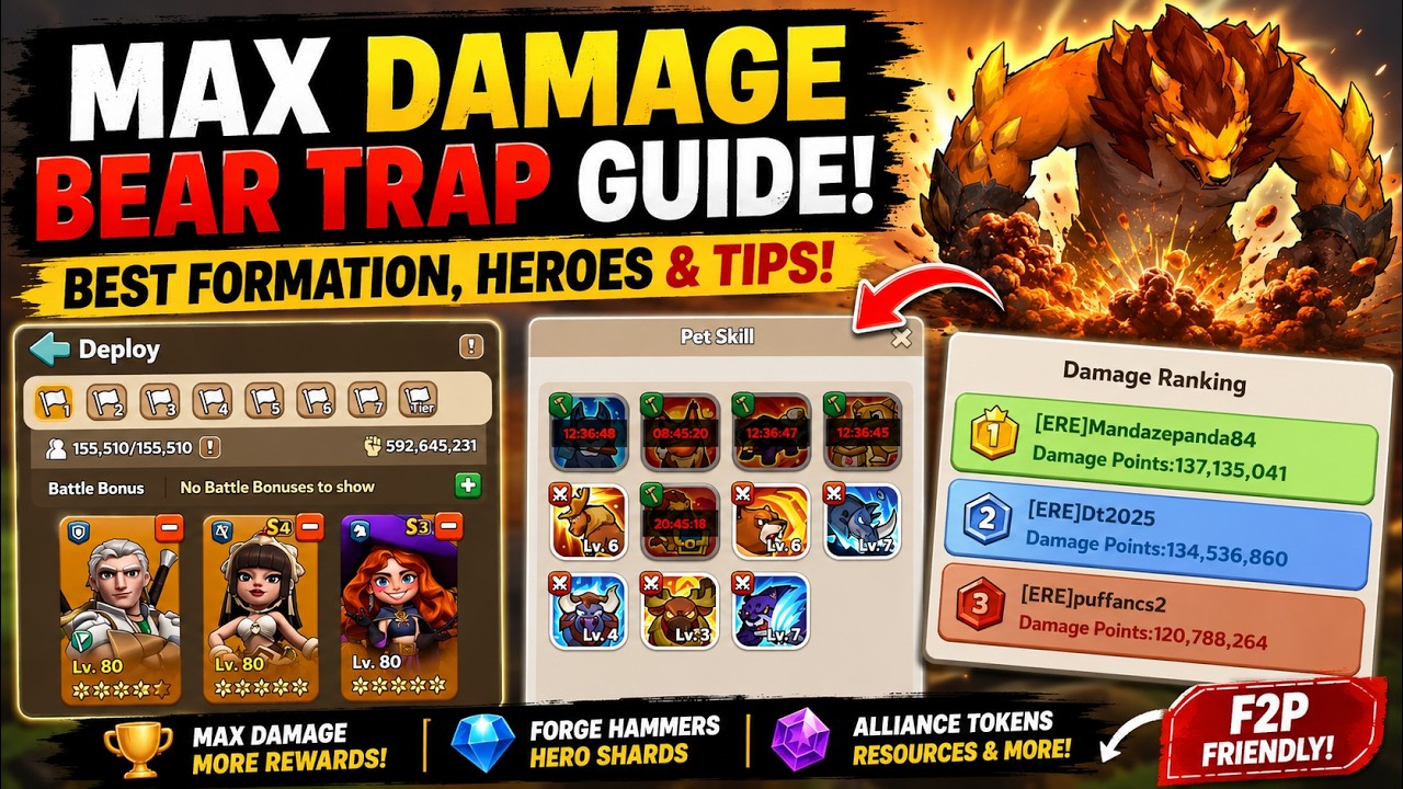 Kingshot Bear Trap Guide 2026 | Best Formation, Heroes & Tips to Max Damage (F2P + P2W)