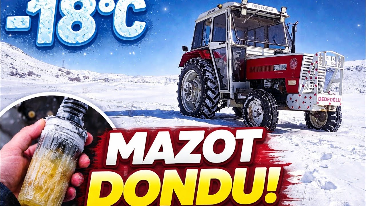 MAZOT DONDU\-18 DERECE\DAĞ KÖYÜNDE KIŞ\TRAKTÖRLER ZOR ÇALIŞTI KARDA HAYVAN GÜBRESİ TAŞIYORUZ...