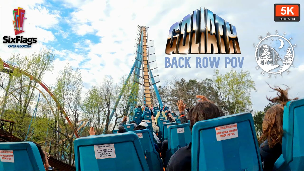 Goliath Back Row Onride POV 5K 60FPS | B&M Hyper Intense Downward Helix | Six Flags Over Georgia