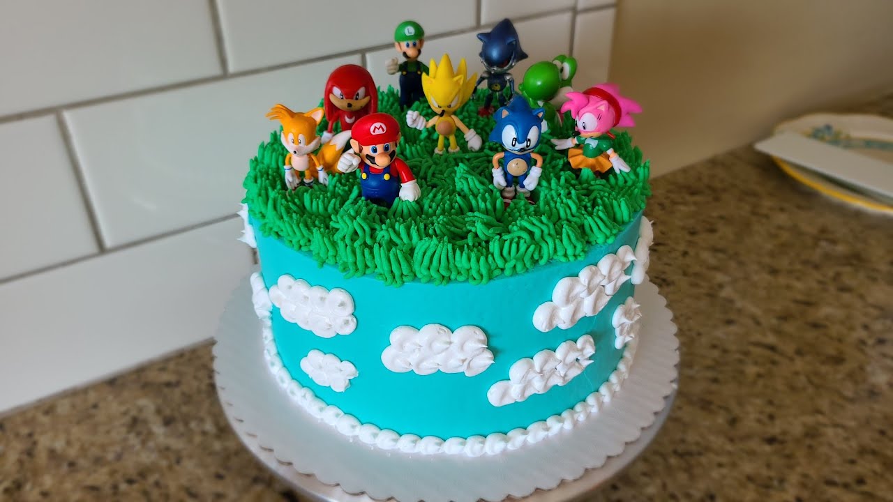 Pastel en chantilly sencillo de Mario y Sonic Mis pasteles mis postres Normi