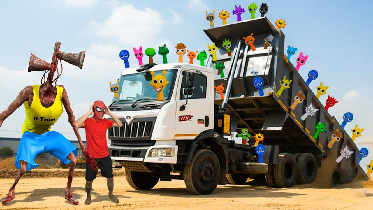 Spider-Man & Siren Head’s Trip Turns Wild: A Truck Full of Sprunki! 🚛✨