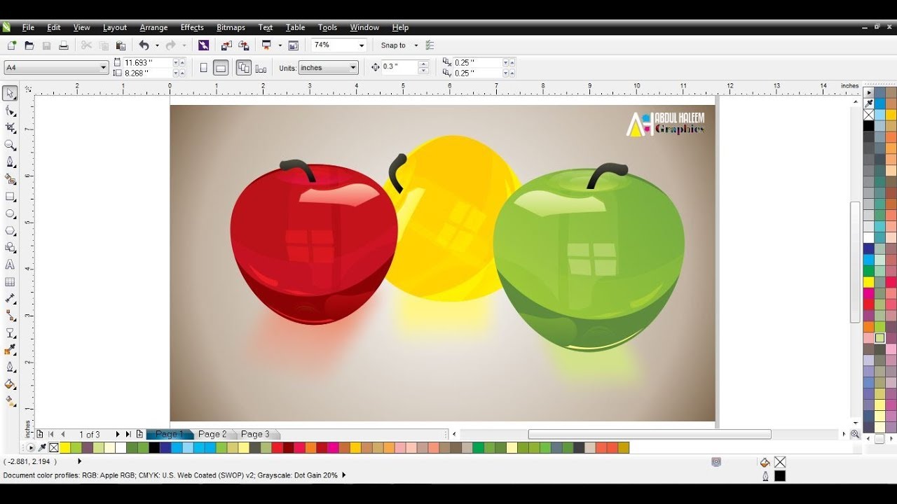How To make Glass Apple In CorelDRAW | CorelDRAW Graphics Tutorial Video