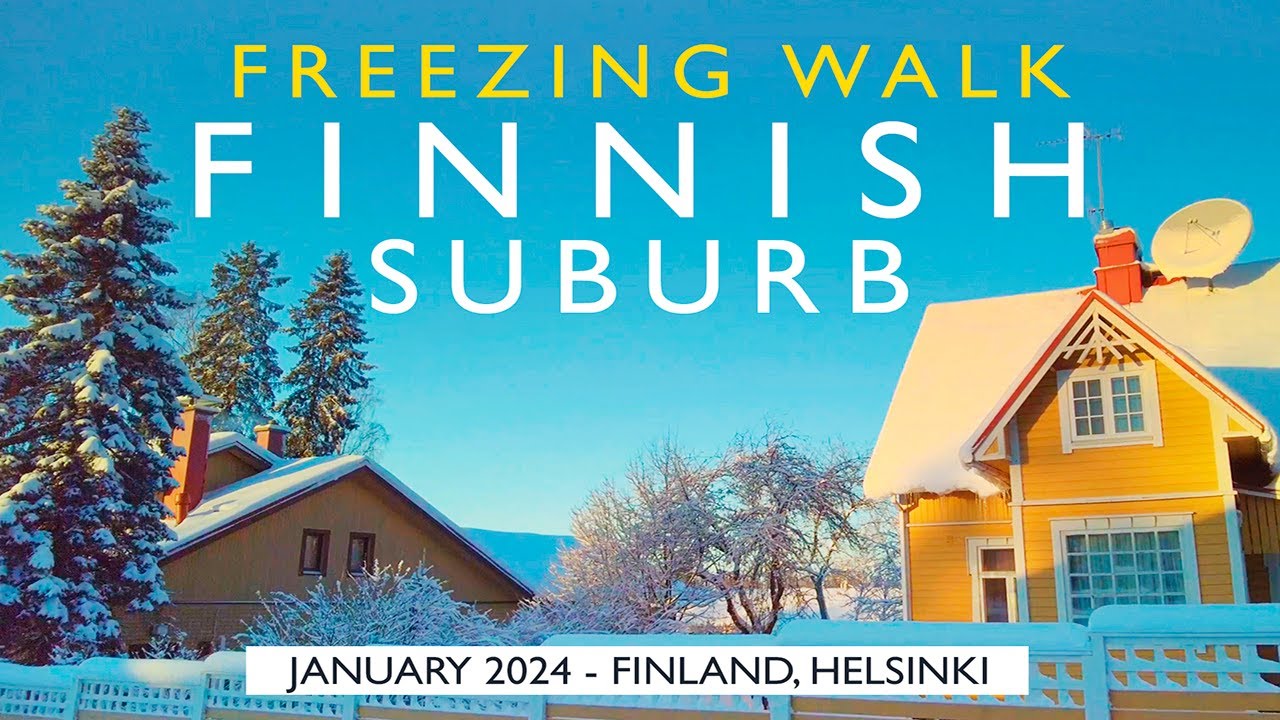 Relaxing Finnish Suburb Walk: Heikinlaakso, Helsinki, January 2024, Finland [4K] 