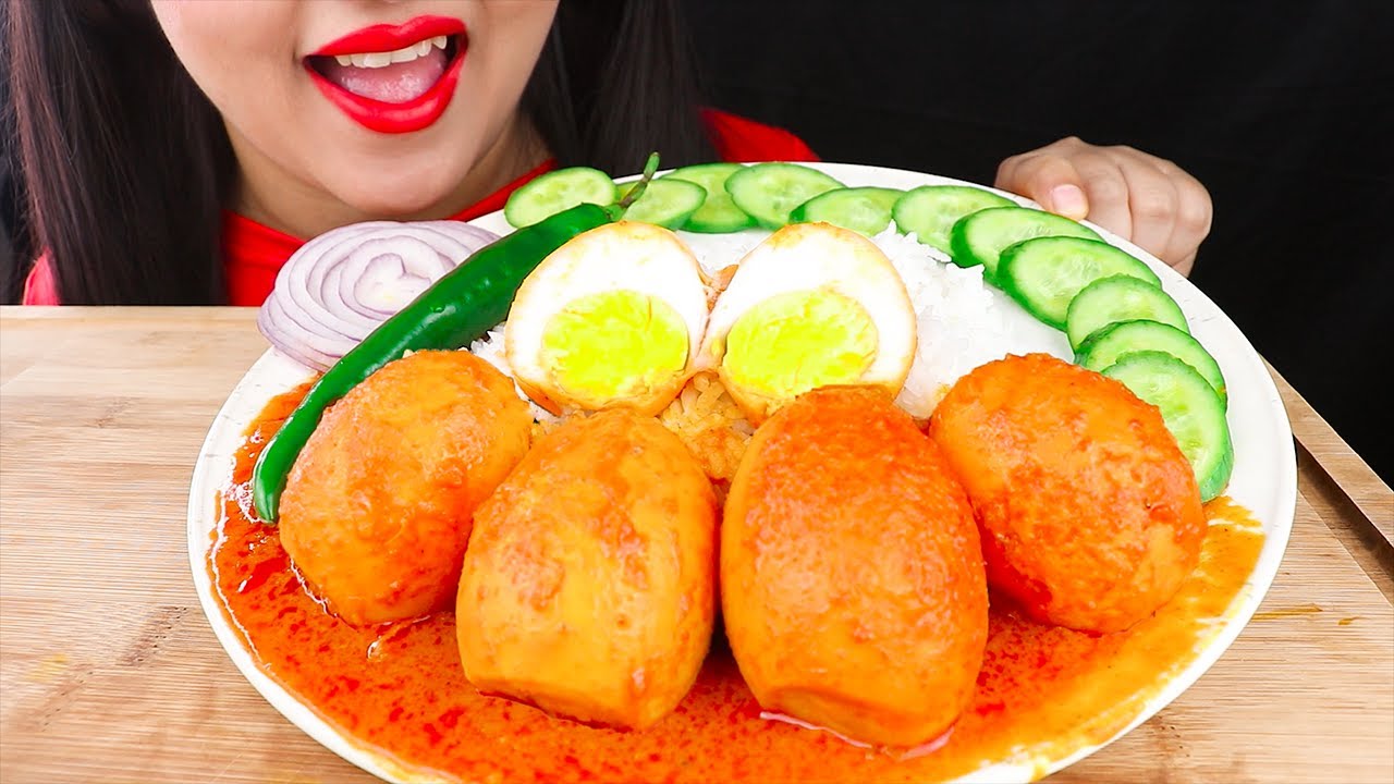 Eating Egg masala With Basmati Rice and Spicy Gravy  (Asmr Mukbang Eating Show)