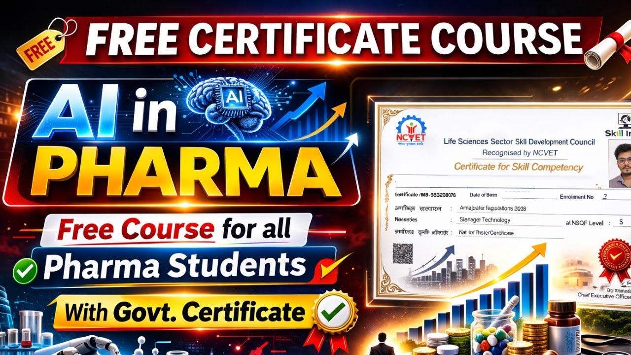 (FREE) Certificate Course in AI in PHARMA | Free Pharmacy Certificate Course | With Govt Certificate