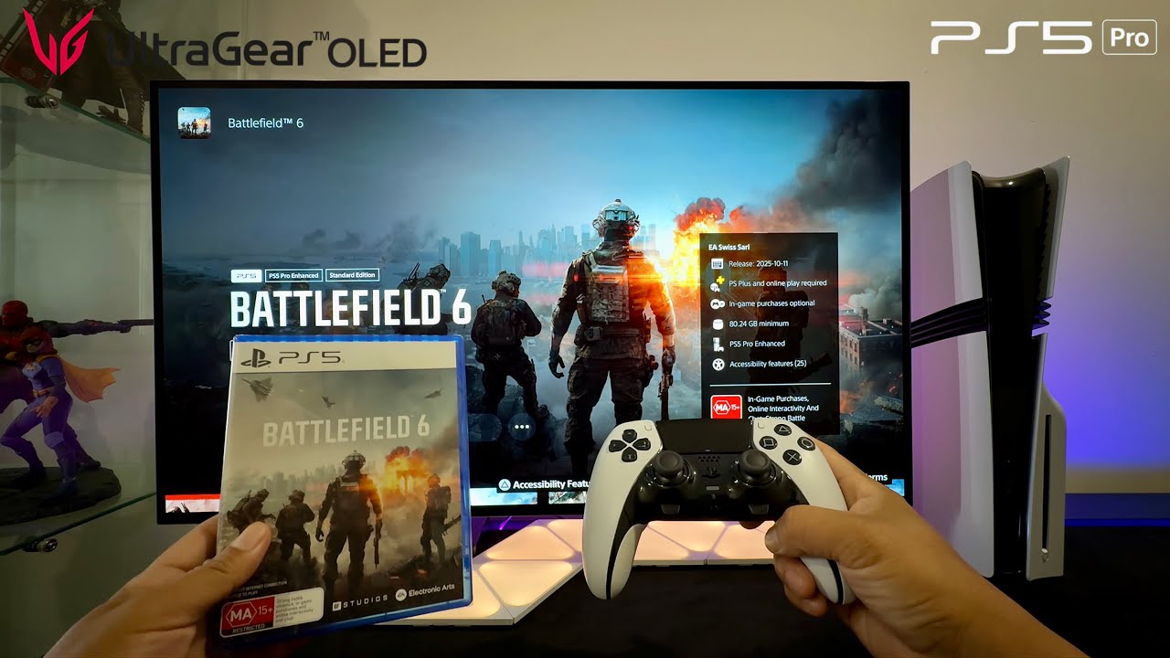 BATTLEFIELD 6 DISC UNBOXING + GAMEPLAY ON A PS5 PRO | LG ULTRAGEAR 32'' 4K OLED GAMING MONITOR