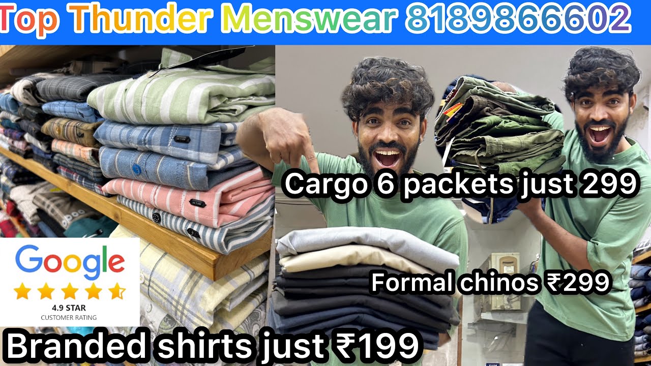 ₹199 branded shirts available formal chinos pants ￼just ₹299 special for Ramzan offer ￼tshirts ₹99😍