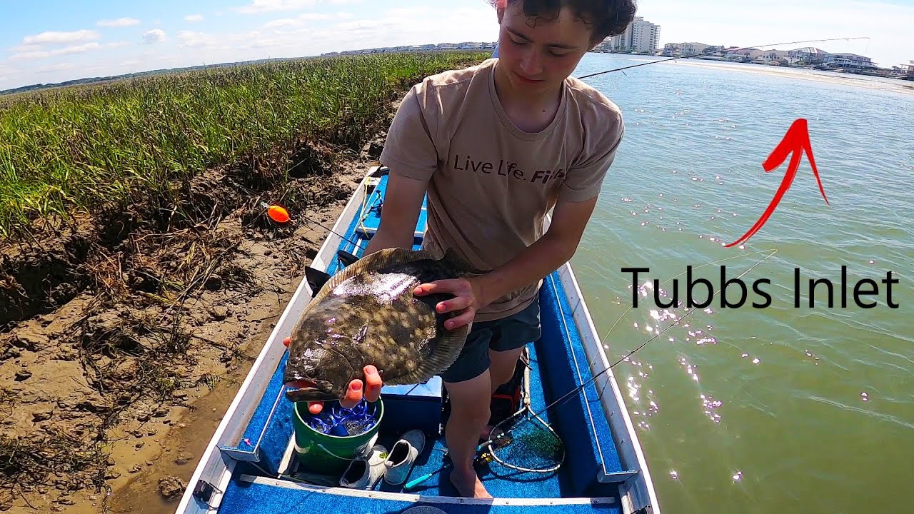 Fishing from Jinks Creek to Tubbs Inlet in Our New Boat--Nice Flounder Bite at Ocean Isle Beach, NC