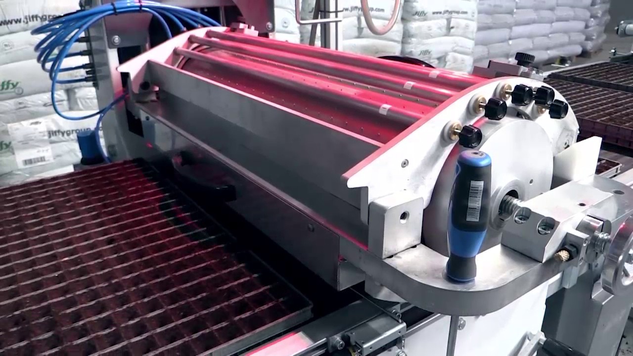 Versa filler, Auto Seeder Roulette LSL, Watering, Covering, Palletising line - Visser