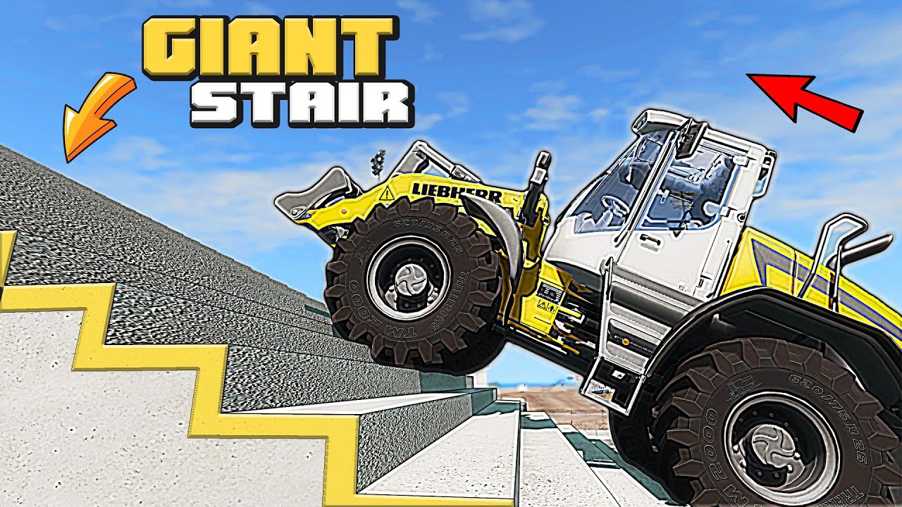Which vehicle climbs the stairs faster? - BeamNG Drive