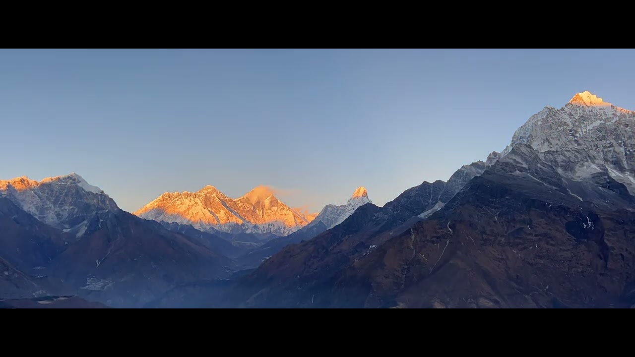 A golden sunset ascends over the Khumbu Valley. 