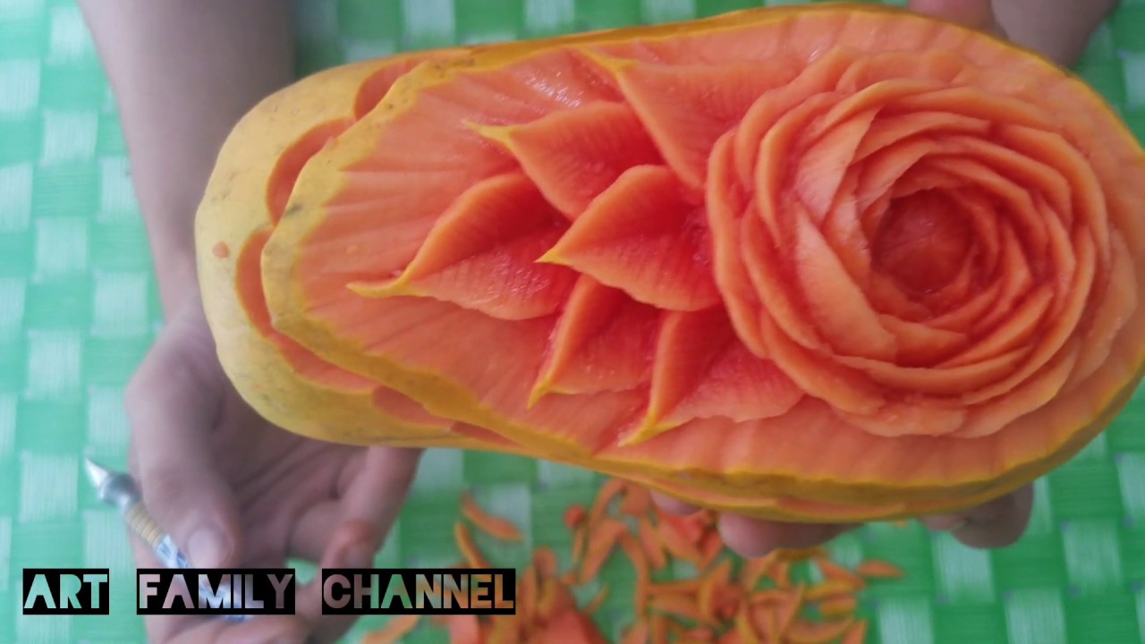 PAPAYA FRUIT CARVING | GARNISH PAPAYA | FRUIT CARVING | CARVING BUAH PEPAYA | UKIRAN BUNGA PEPAYA