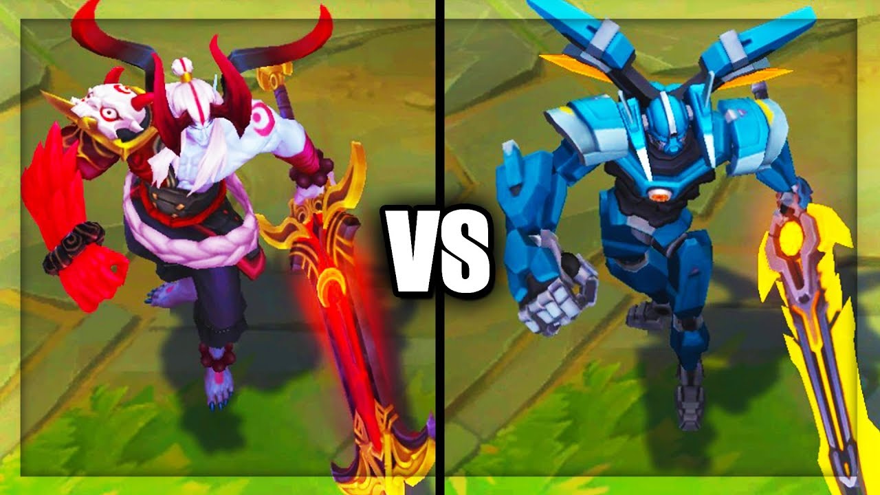Blood Moon Aatrox vs Mecha Aatrox Epic Skins Comparison (League of Legends)