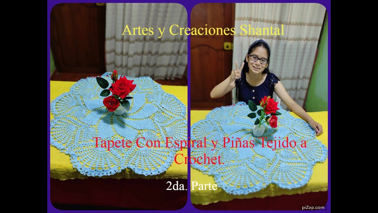 Bellísimo Tapete Con Espiral y Piñas Tejido a Crochet - 2da. Parte.