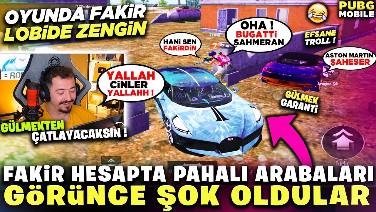 FAKİR HESAPTA PAHALI ARABALARI G&Ouml;R&Uuml;NCE ŞOK GE&Ccedil;İRDİLER - PUBG MOBİLE TROLL