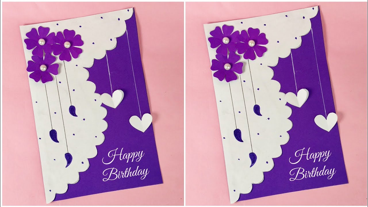Birthday greeting card 💜🎂/ diy greeting card for birthday / handmade cards 