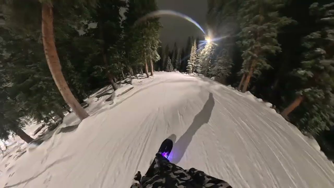 Chill Snowboarding at Night - Fourth Run - Top to Bottom from Crest Lift at Brighton Resort