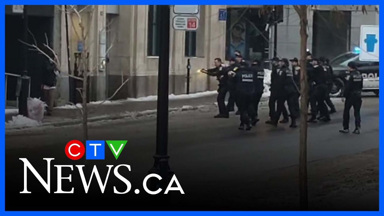 Police vehicles crash head-on as officers try to subdue suspect in downtown Montreal