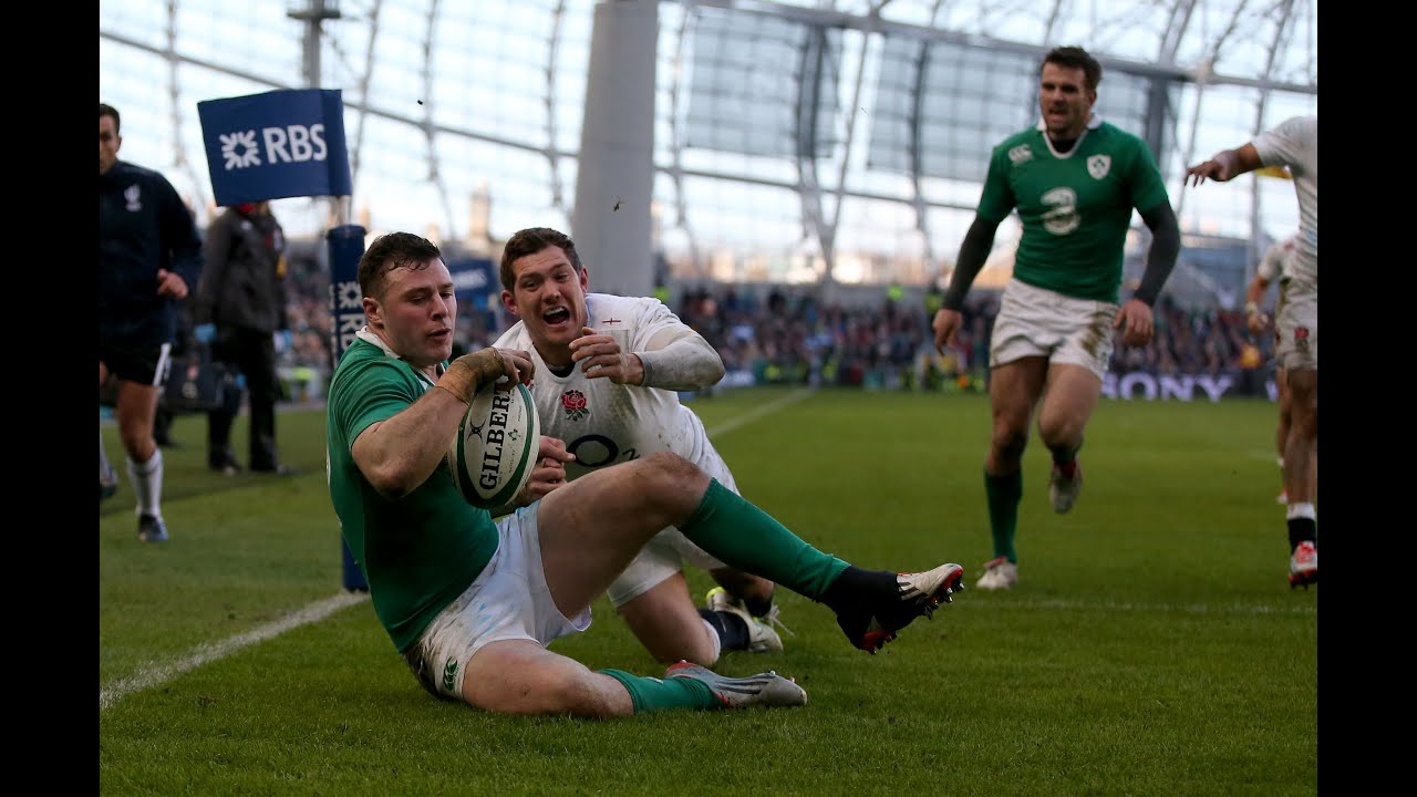Super Robbie Henshaw Try, Ireland v England, 1st March 2015