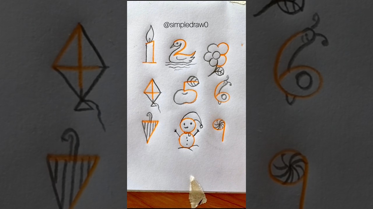 easy number drawing (1to 9) #art #drawing