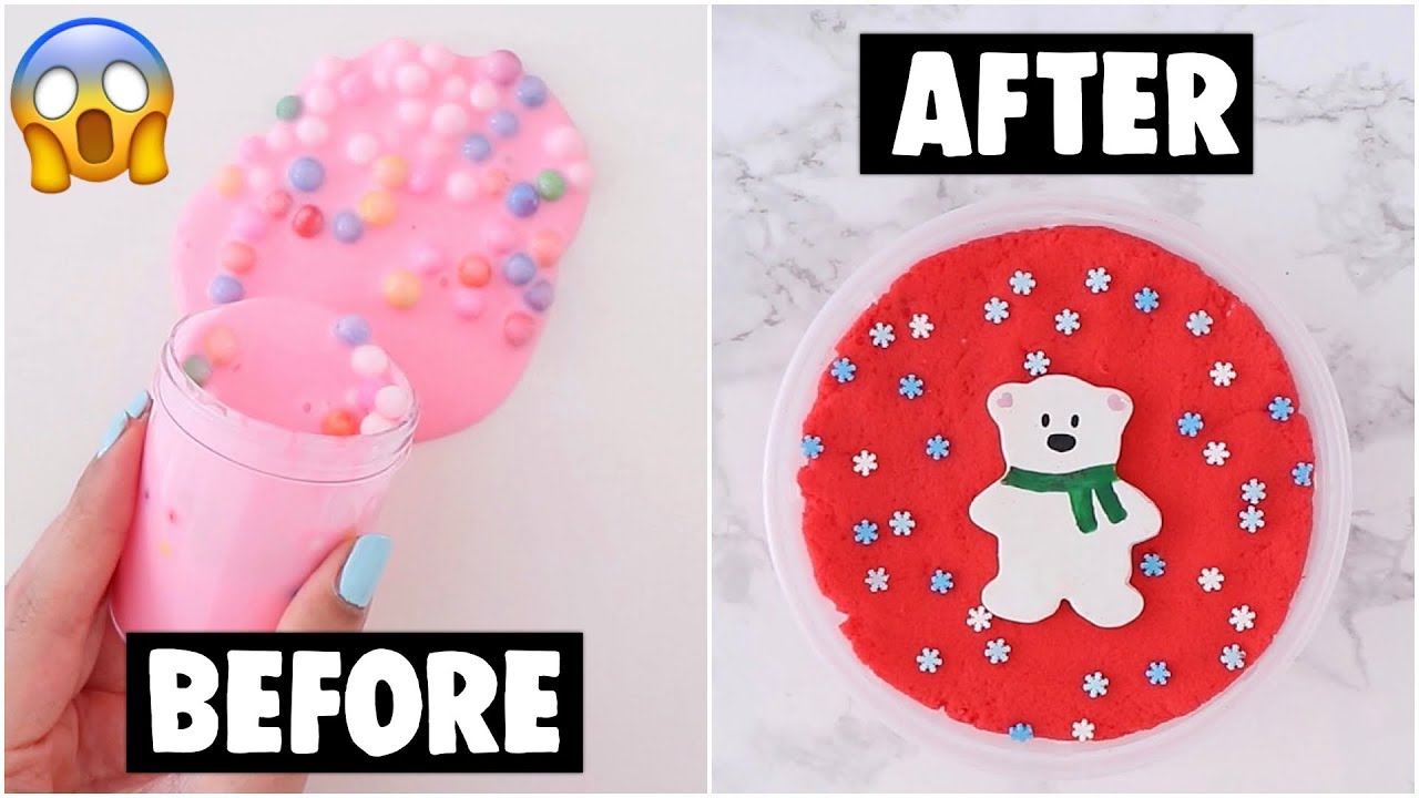 EXTREME HOLIDAY SLIME MAKEOVERS *fixing my old and ugly slimes*