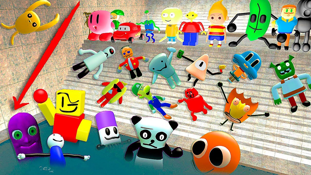 💧 WATER STAIRS SANIC 3D MEMES CLONES V12 CHARACTER BOSSES NEXTBOT FAMILY SPARTAN KICKING in GMOD !
