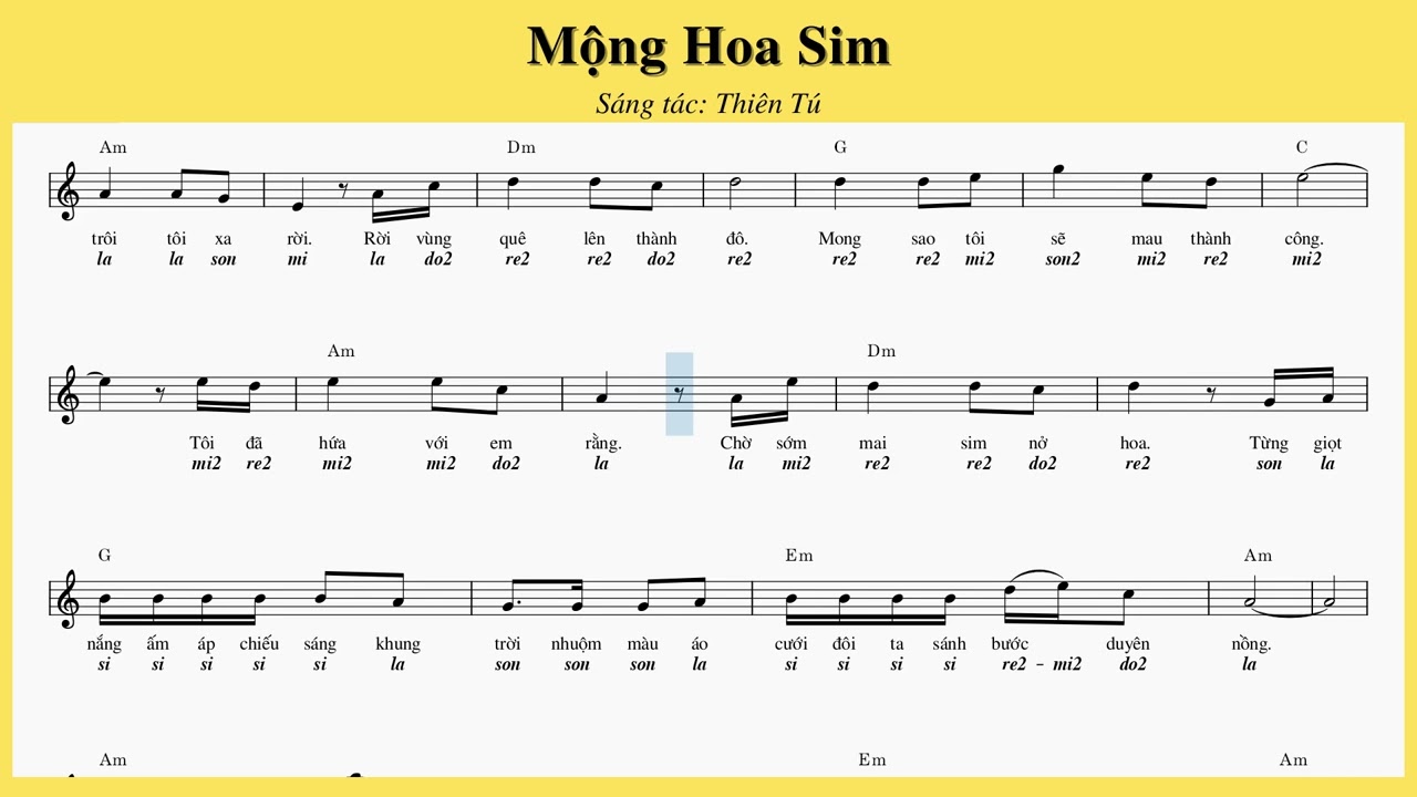 Sheet & Dịch nốt: Mộng Hoa Sim