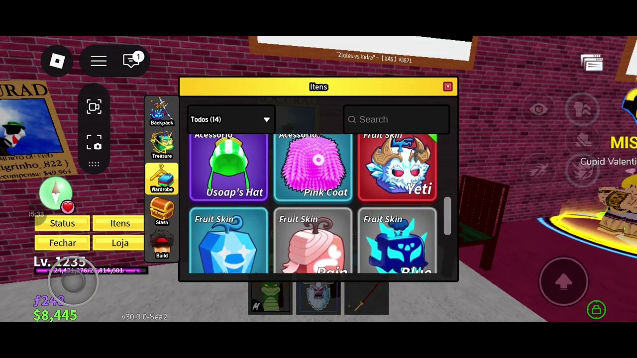 Jogando blox fruits com a Yeti