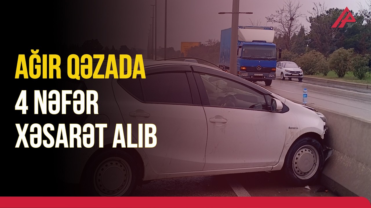 Gəncədən Bakıya gələn taksi beton arakəsmələrə &ccedil;ırpıldı | APA TV