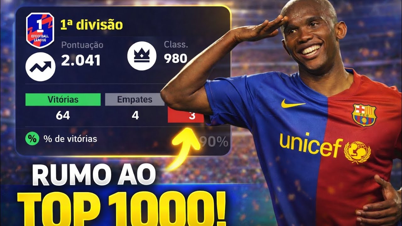 CHEGANDO NO TOP 1000 NA RANKEADA NO EFOOTBALL MOBILE | GAMEPLAY 