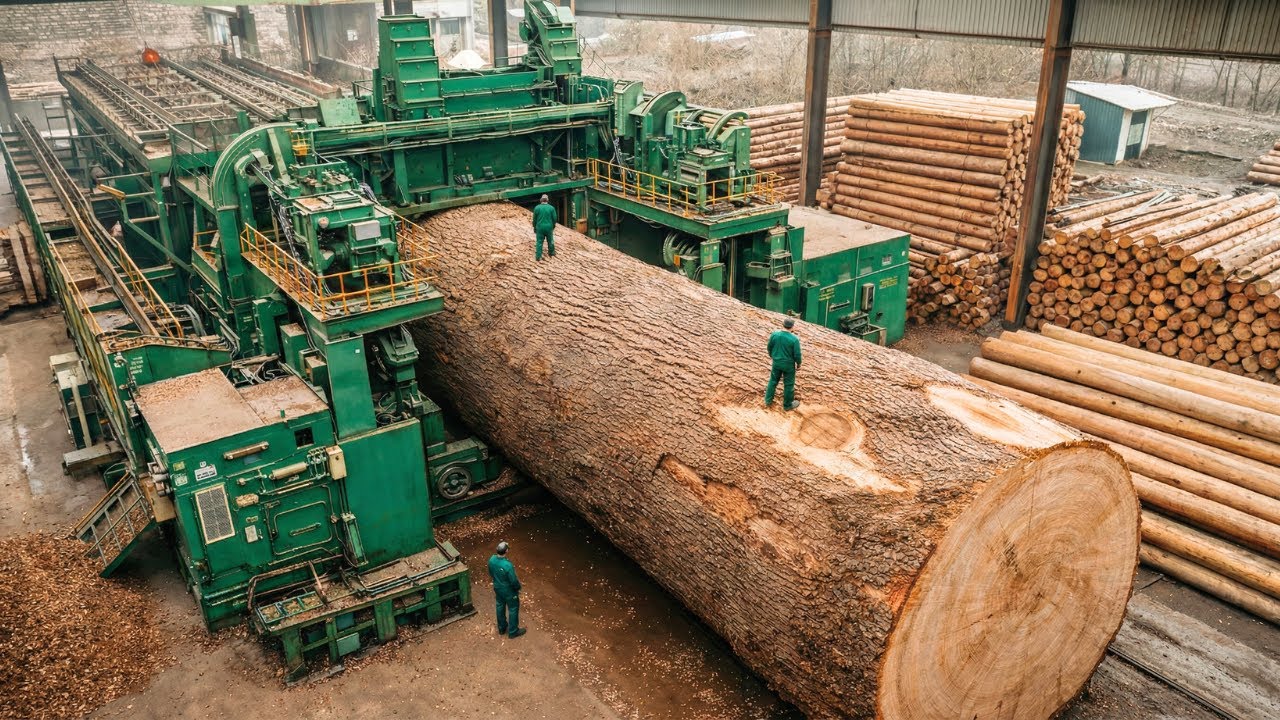 Inside a MASSIVE Wood Sawmill FACTORY - How Pine Logs Are Engineered Into Boards (Full Process)