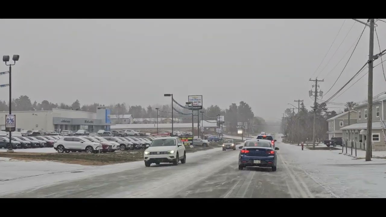 King George Highway,  Miramichi, NB.  Snowy day.