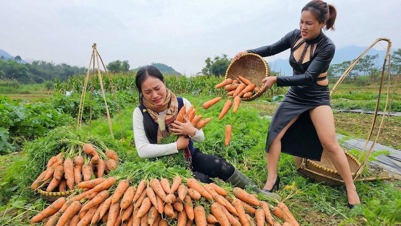 Fresh Carrot Harvest! How to Make Homemade Jam to Sell at the Market with AN and Daughter