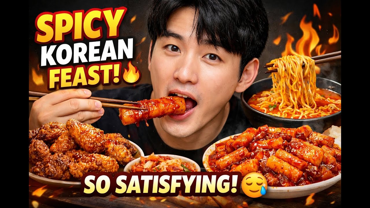 ASMR Mukbang Korean Oppa Eating Traditional Korean Food | Spicy Tteokbokki, Kimchi & Ramyeon #asmr