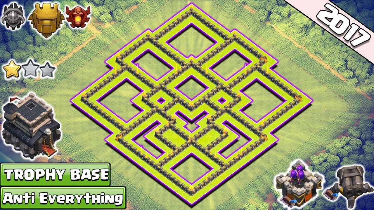 Town Hall 9 Trophy Base with Gear Ups 2017 | TH9 Trophy base anti everything   Clash of Clans