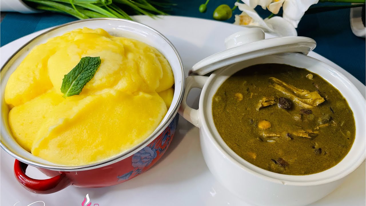 Kabato ou to de maïs jaune avec sauce feuille de baobab sec